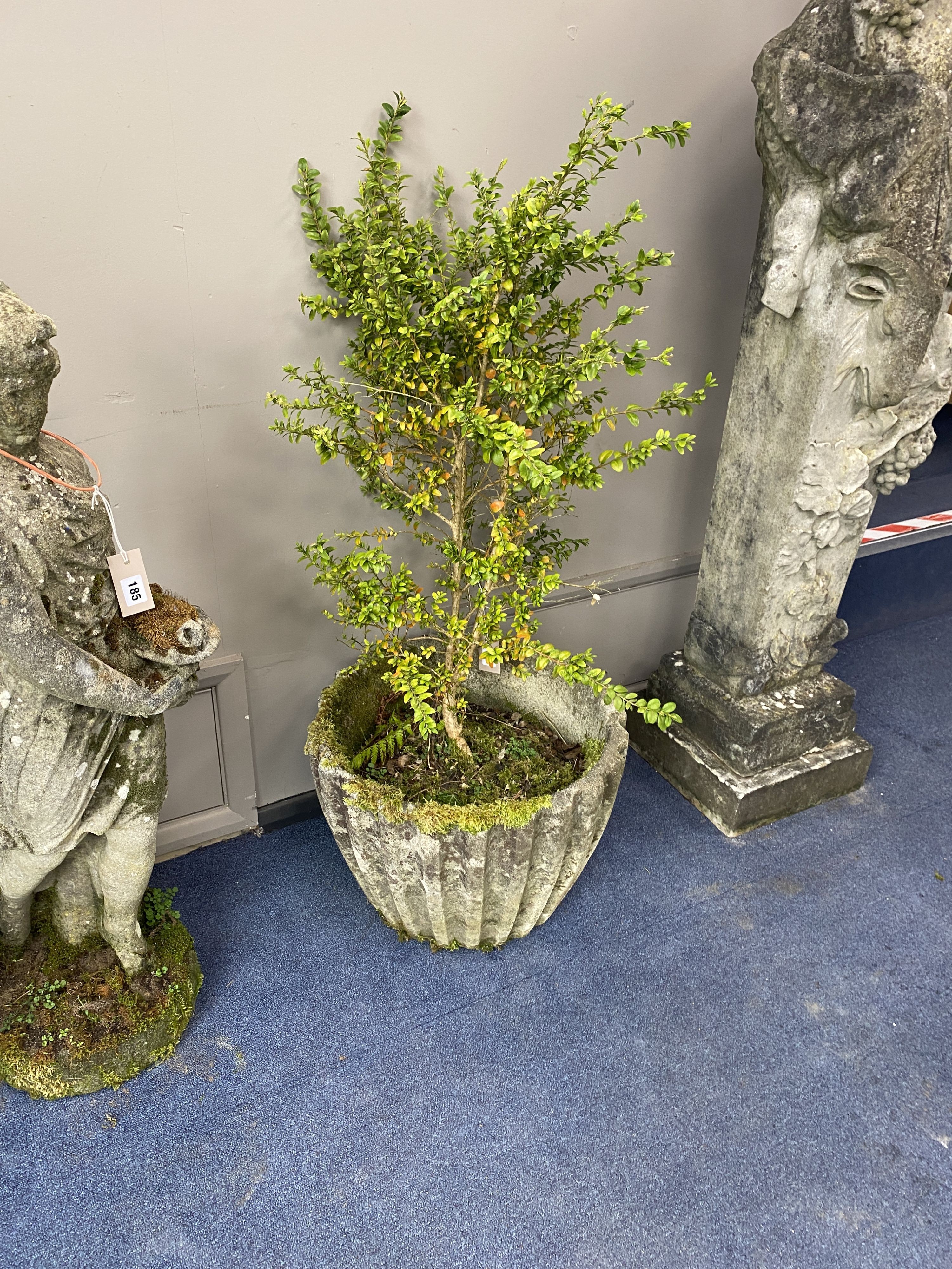 A pair of reconstituted stone circular garden tubs, diameter 50cm
